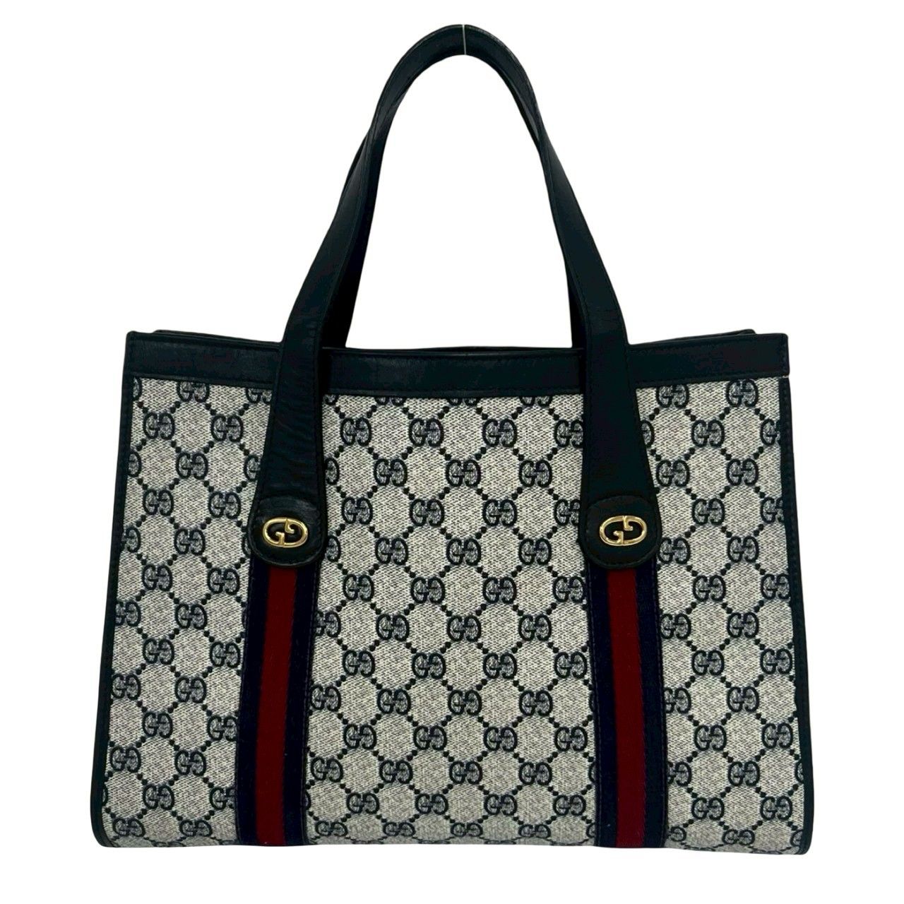 極 美品 GUCCI グッチ オールドグッチ シェリーライン GG ロゴ 柄 金具