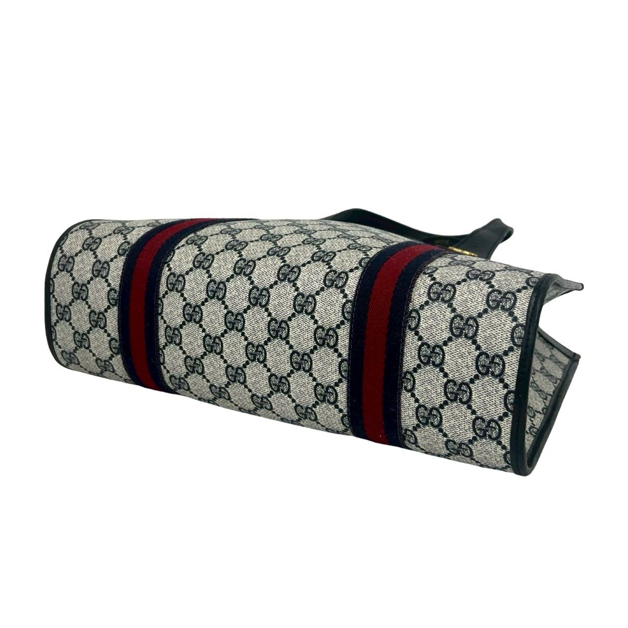 グッチ　トートバッグ　GGキャンバス　シェリーライン　ロゴ総柄　本革　極美品 極 美品 GUCCI グッチ オールドグッチ シェリーライン GG ロゴ 柄 金具