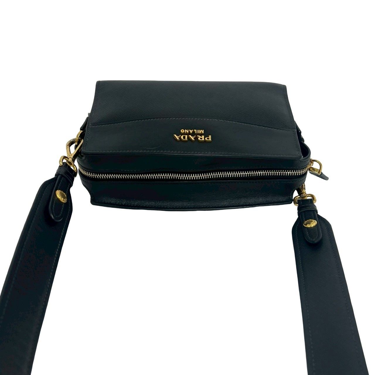 極 美品 カード有 PRADA プラダ エスプラナード ロゴ 金具 