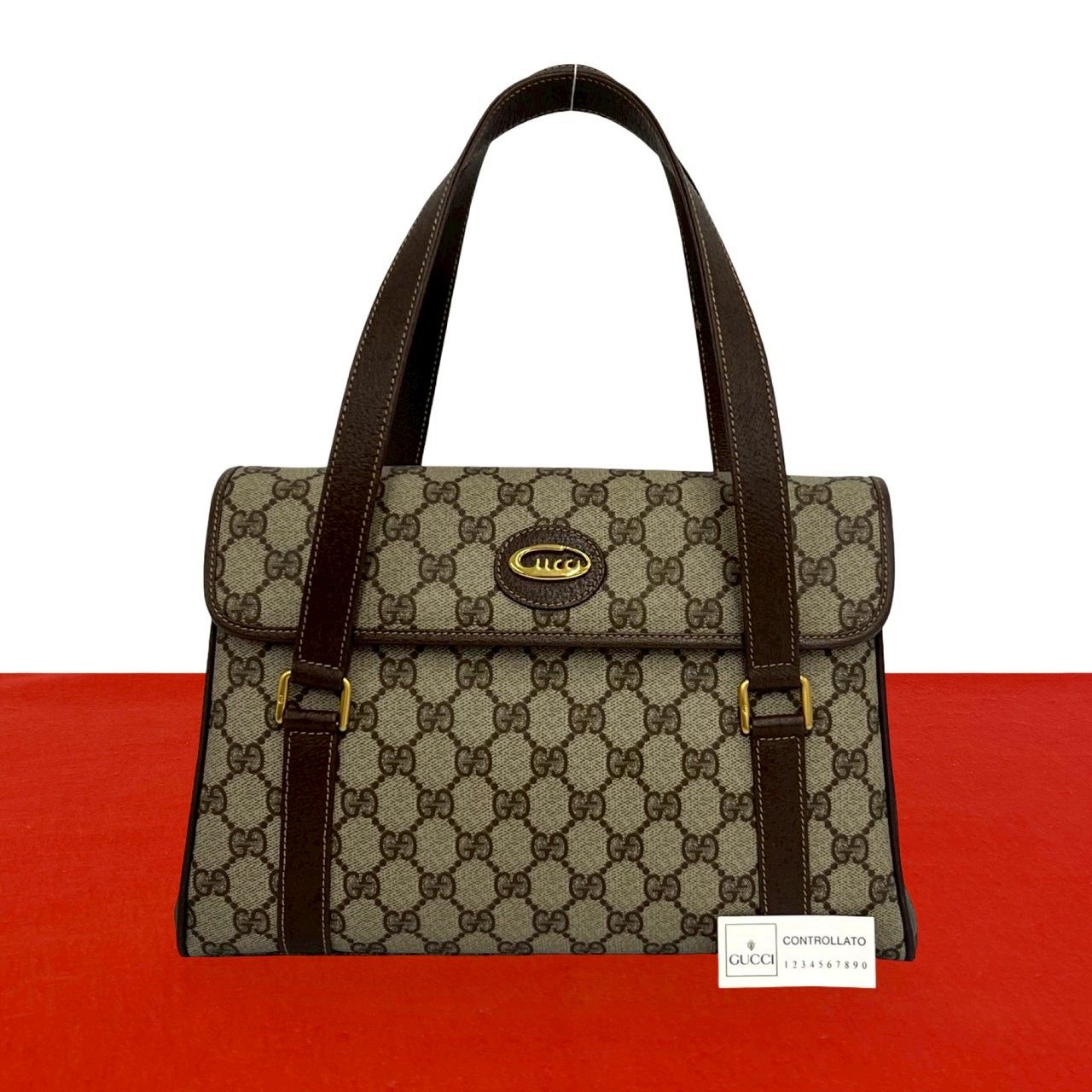 極 美品 GUCCI グッチ オールドグッチ ヴィンテージ GG 柄 ロゴ 金具