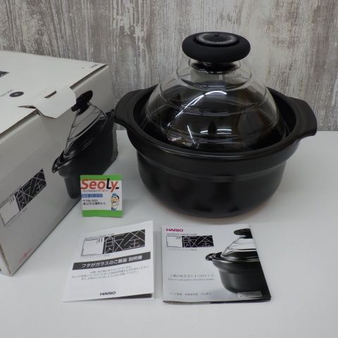 HARIO ハリオ フタがガラス 萬古焼 土鍋 ご飯釜 N 3合 GN-200B レシピ