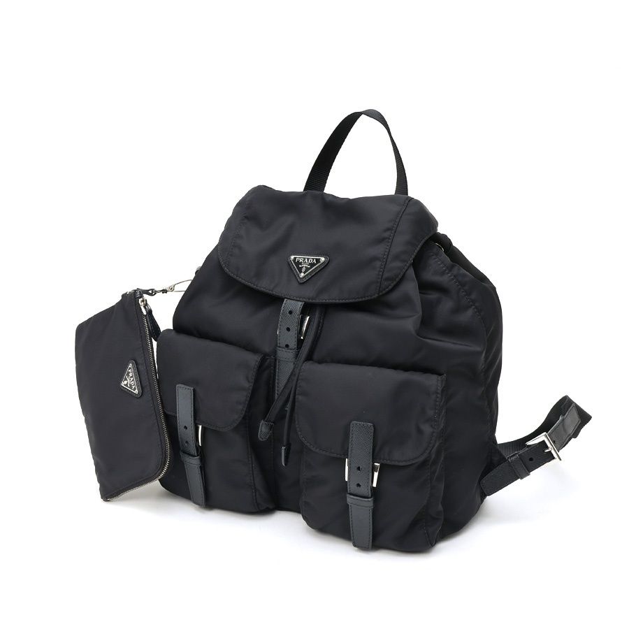 Prada/PRADA medium nylon backpack with pouch/ rucksack 1BZ811 nylon black [pre]