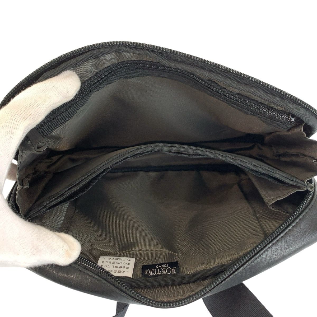 美品 PORTER ポーター アメイズ ブラック 黒 レザー ボディバッグ