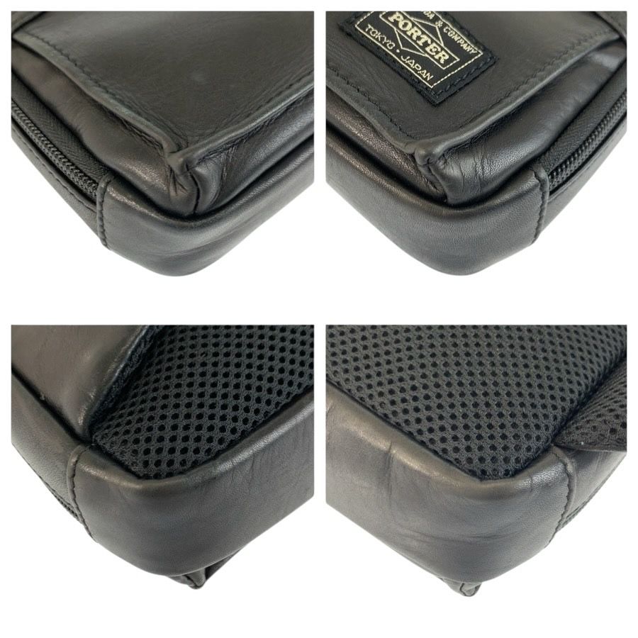 美品 PORTER ポーター アメイズ ブラック 黒 レザー ボディバッグ