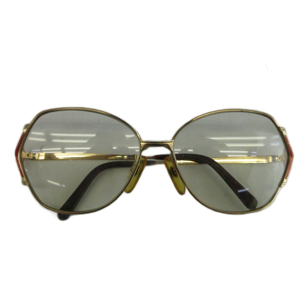 クリスチャンディオール Christian Dior ヴィンテージ 眼鏡 メガネ 度入り メタルフレーム ビッグフレーム CDロゴ ゴールド色 /XZ ■GY18