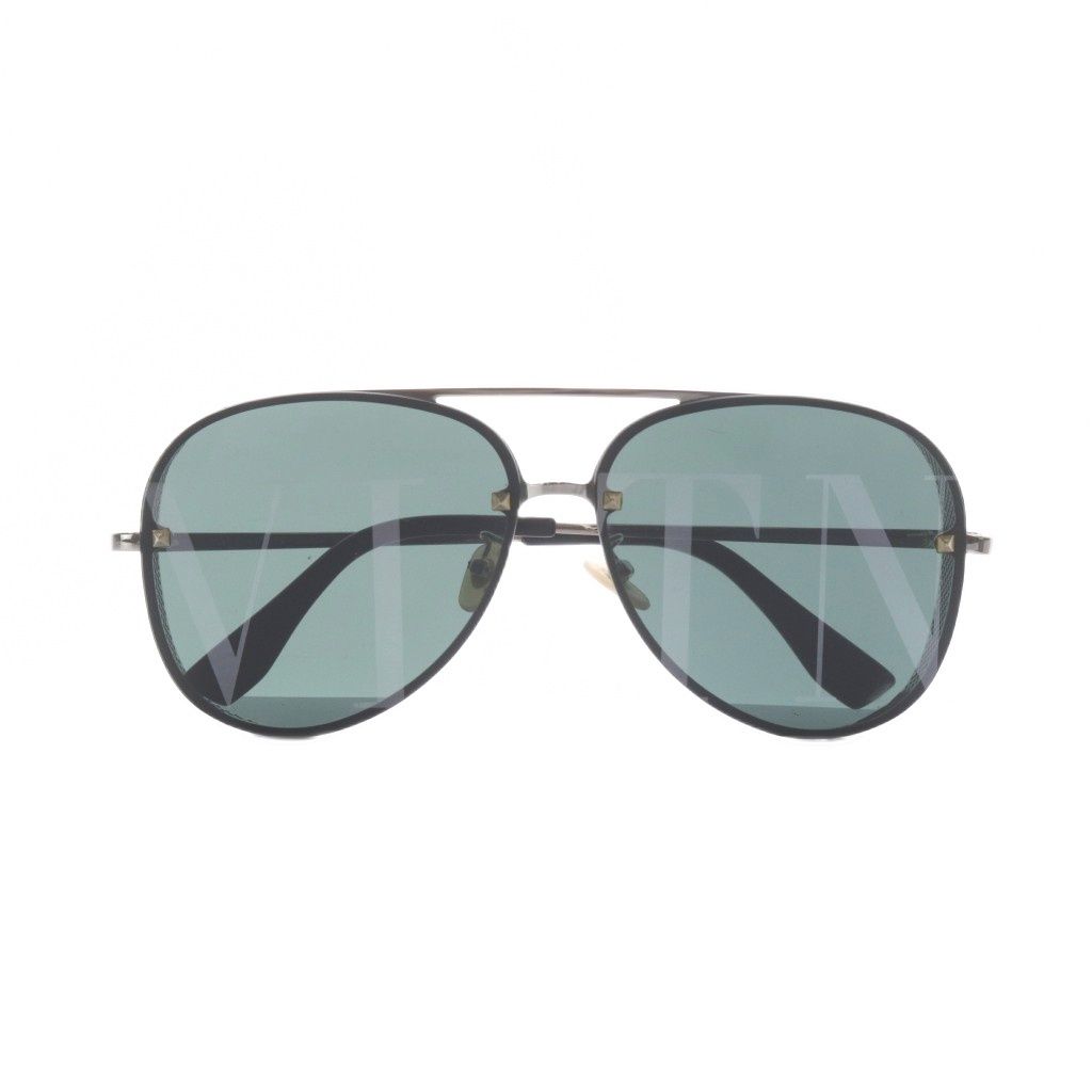 ヴァレンティノ ガラヴァーニ VALENTINO GARAVANI サングラス メタルフレーム 60□17 145 シルバーカラー 緑 グリーン ティアドロップサングラス ロゴ スタッズ VA3289 /RI ■OS
