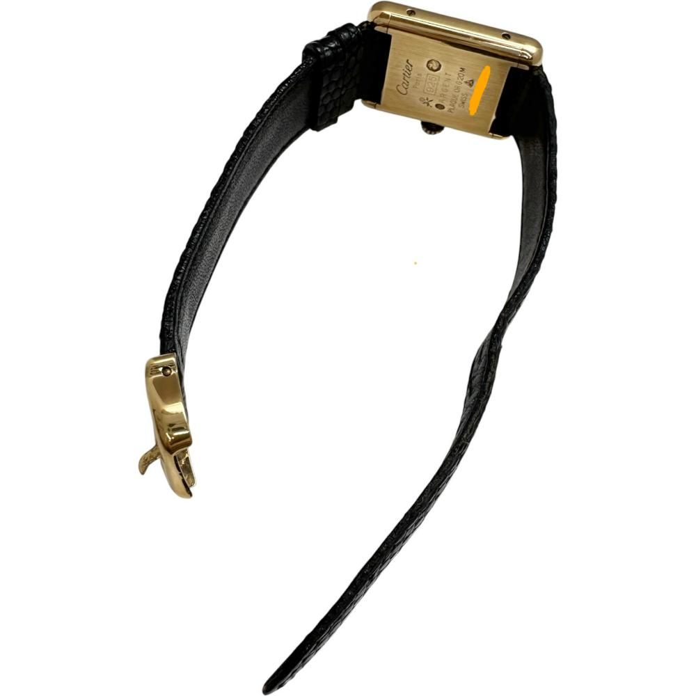 CARTIER/カルティエ】腕時計 シルバー925/レザー/GP 手巻き ブラック