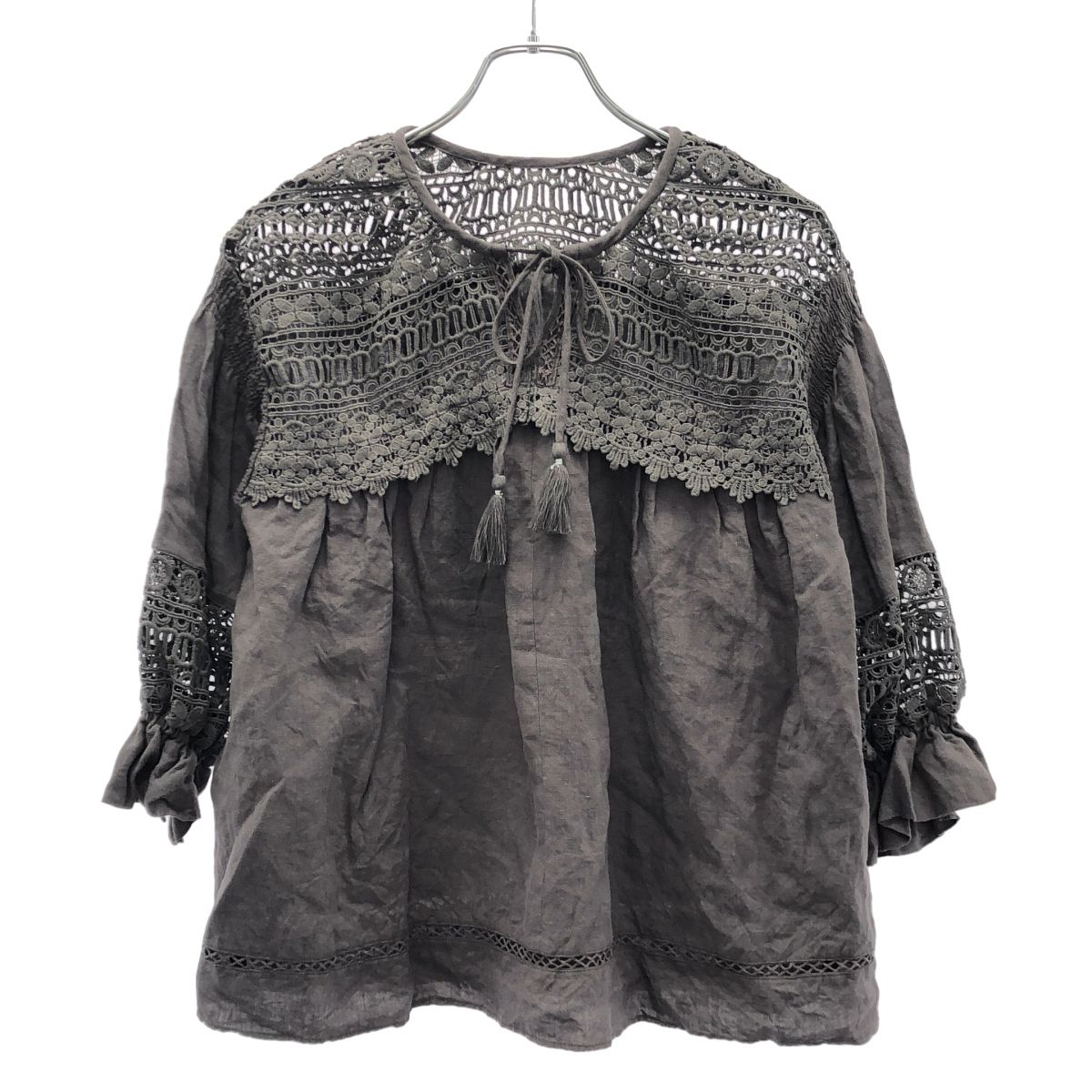 Cloth&Cross クロスアンドクロス リネンクラシックレースブラウス 