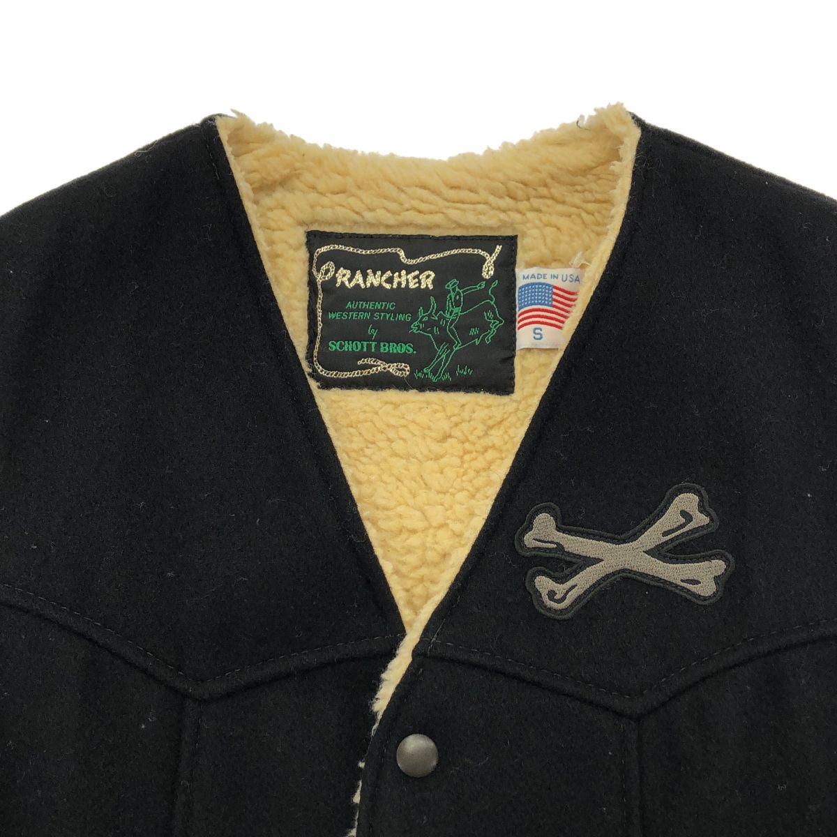 Schott×BACKDROP ショット×バックドロップ SOLID VEST CROSSBONE