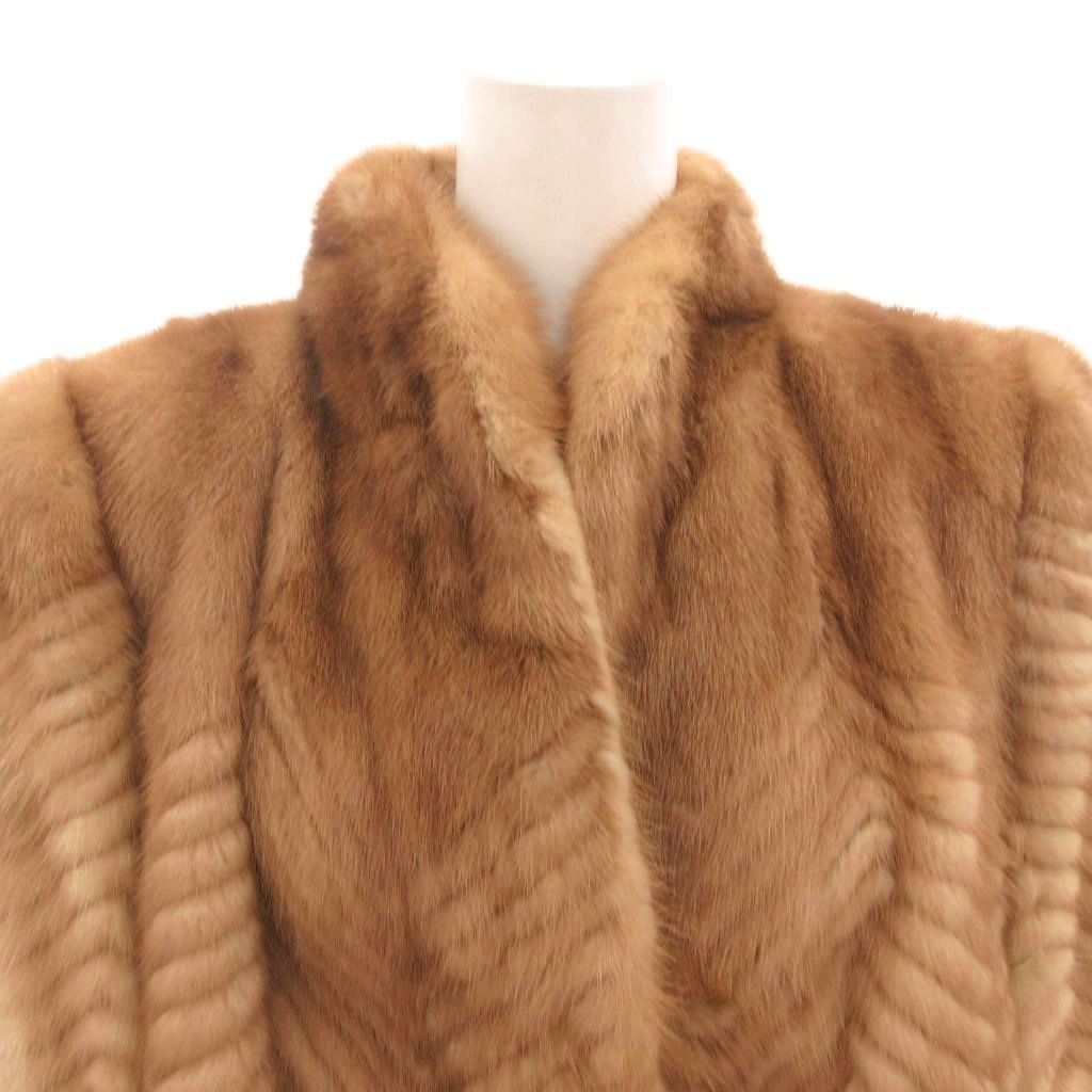 毛皮ジャケット Mサイズ ベージュブラウン Nisshin Furs ミンクファーコート ジャケット 毛皮 ハーフ 15 茶