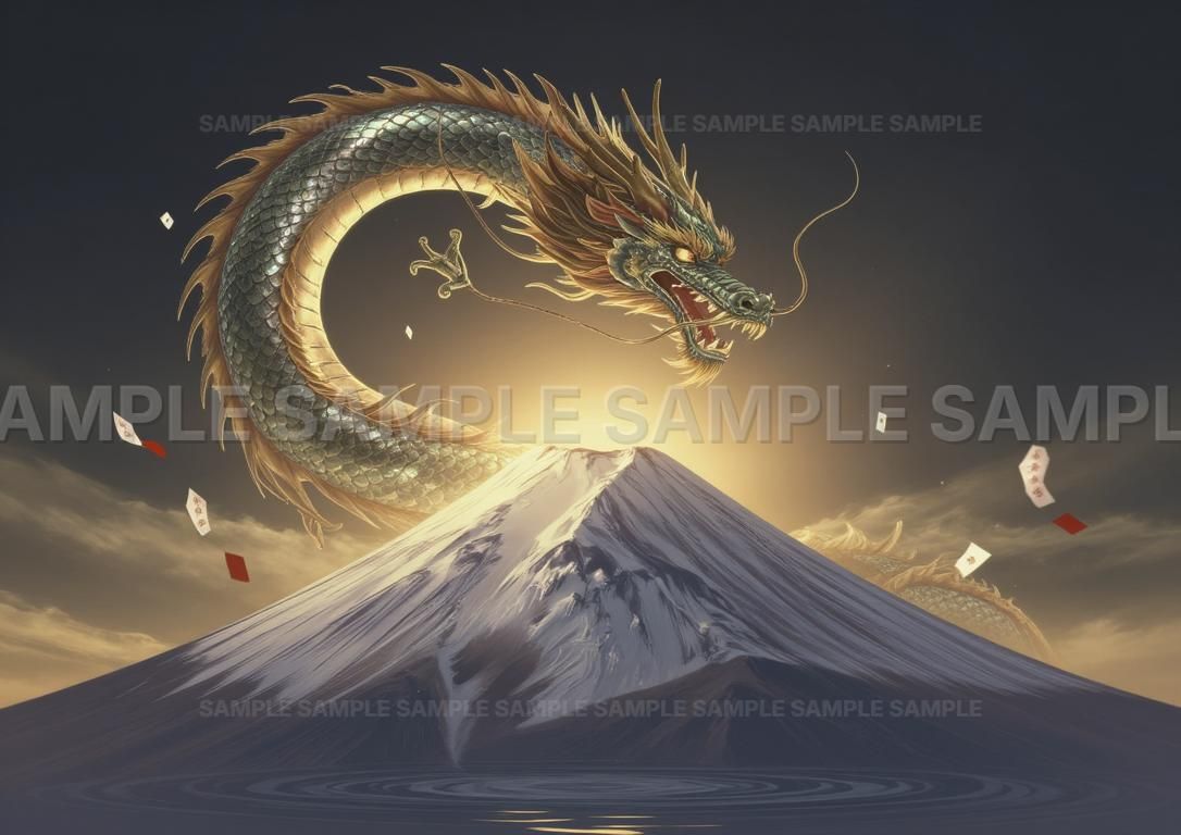 AIアート】【昇龍伝説】金運招来 富士山龍神図 開運 風水 アート