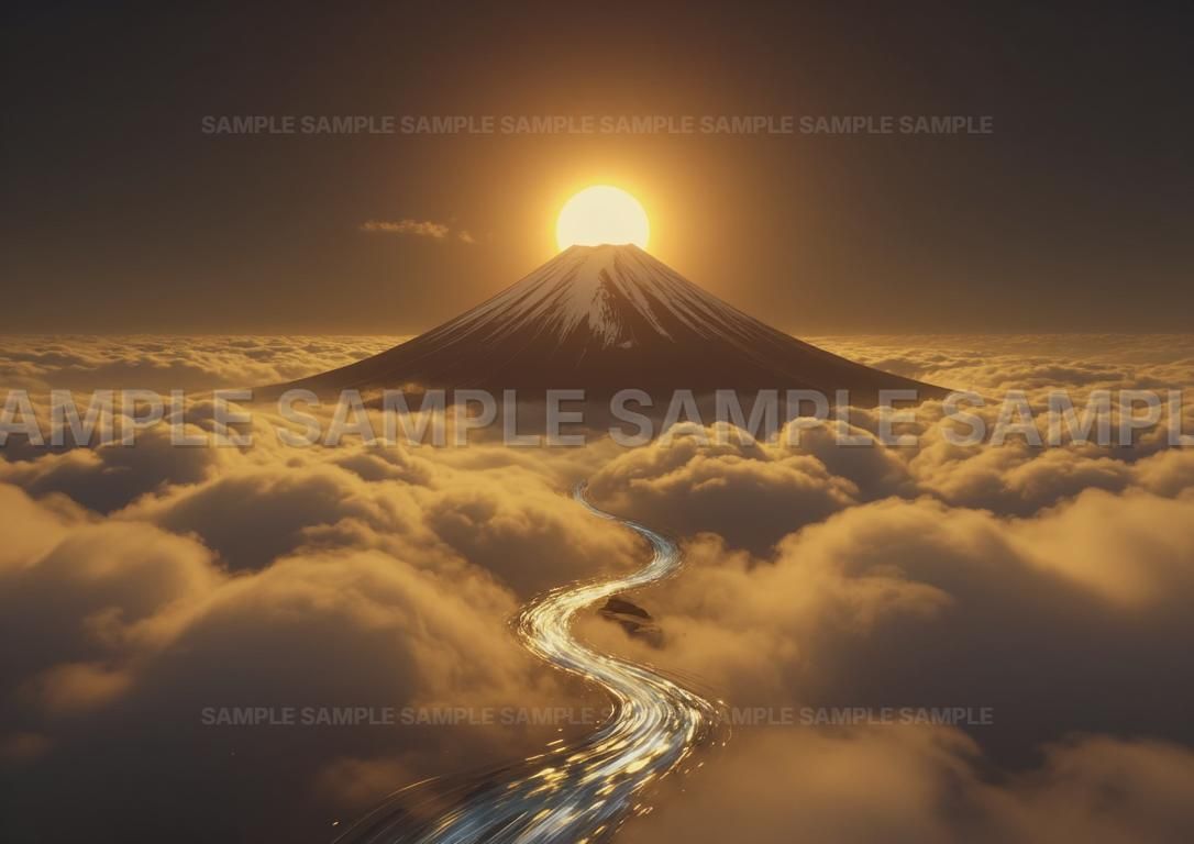 AIアート】【昇龍のごとく】開運アート 富士山 雲海 昇日 龍神 縁起物