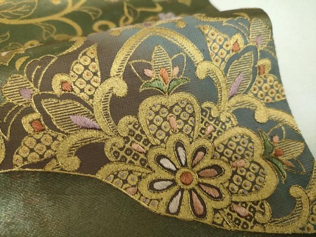 平和屋着物▽中国三大刺繍 スワトウ刺繍 汕頭刺繍 太鼓柄袋帯 更紗