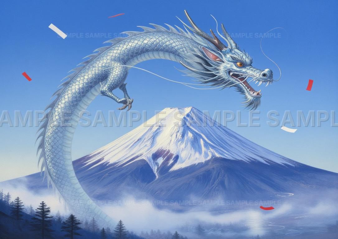 AIアート】【幸運を呼ぶ】昇り龍 富士山 開運 風水 アート 絵画 龍神