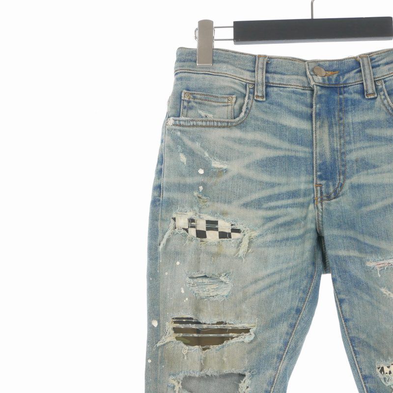 アミリ AMIRI ダメージ加工 パッチワーク リメイク デニムパンツ