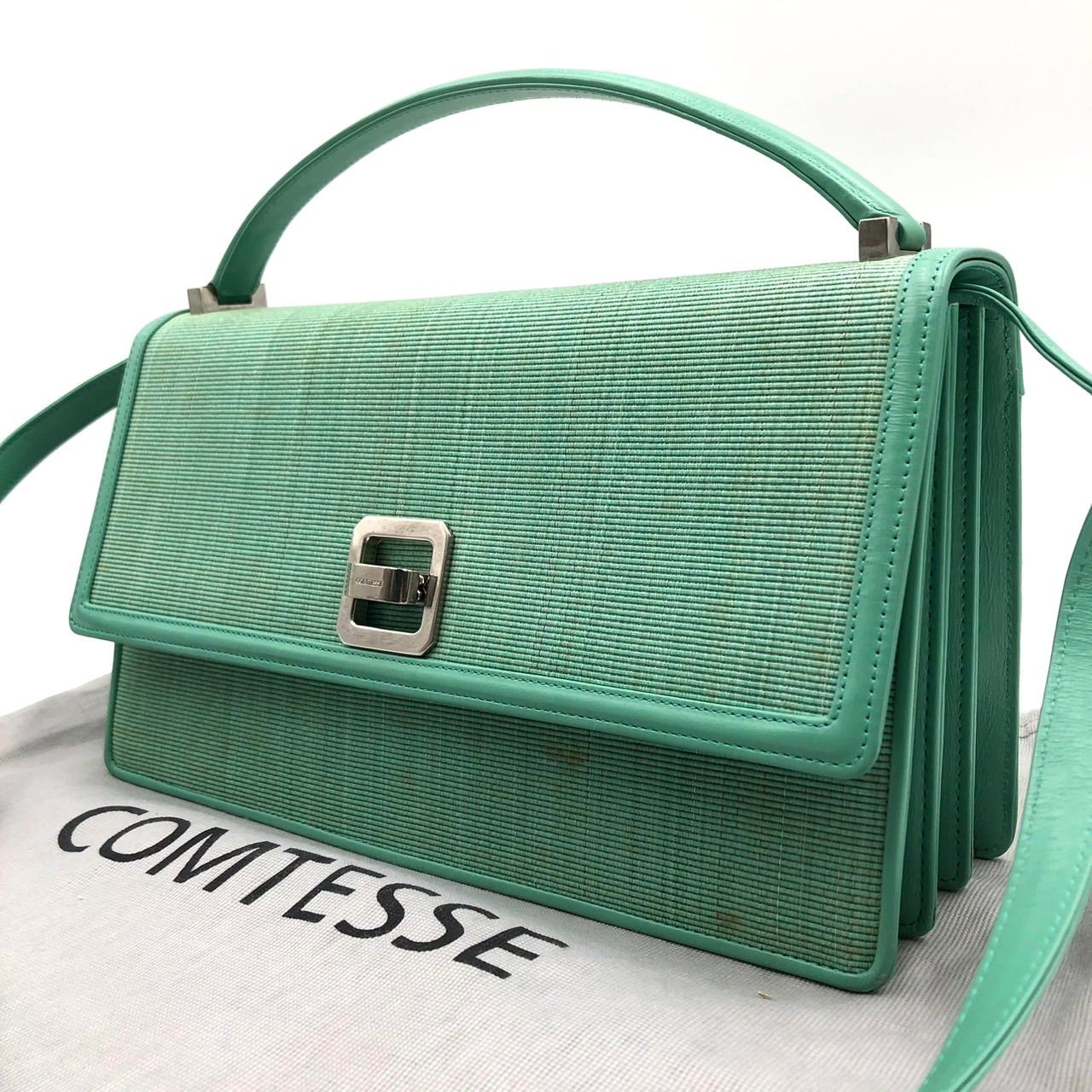 COMTESSE コンテス ホースヘア 2way バッグ ミントグリーン 緑 - メルカリ