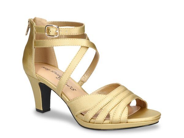 イージーストリート レディース シューズ ヒール サンダル Easy Street Crissa Sandal Gold Satin ゴールド