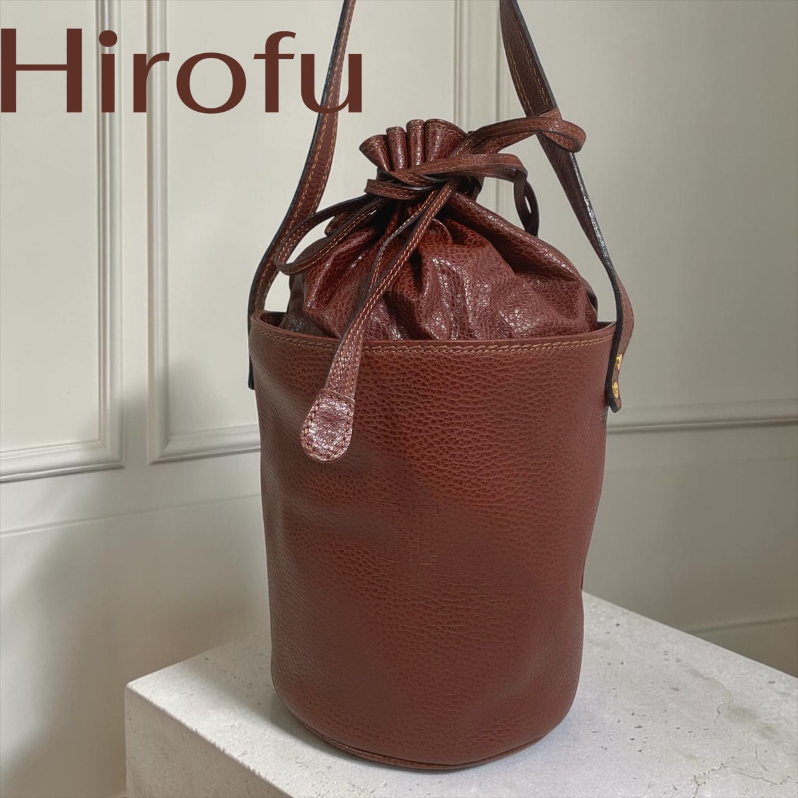Hirofu ヒロフ バケツ型 ショルダーバッグ レザー ブラウン - メルカリ