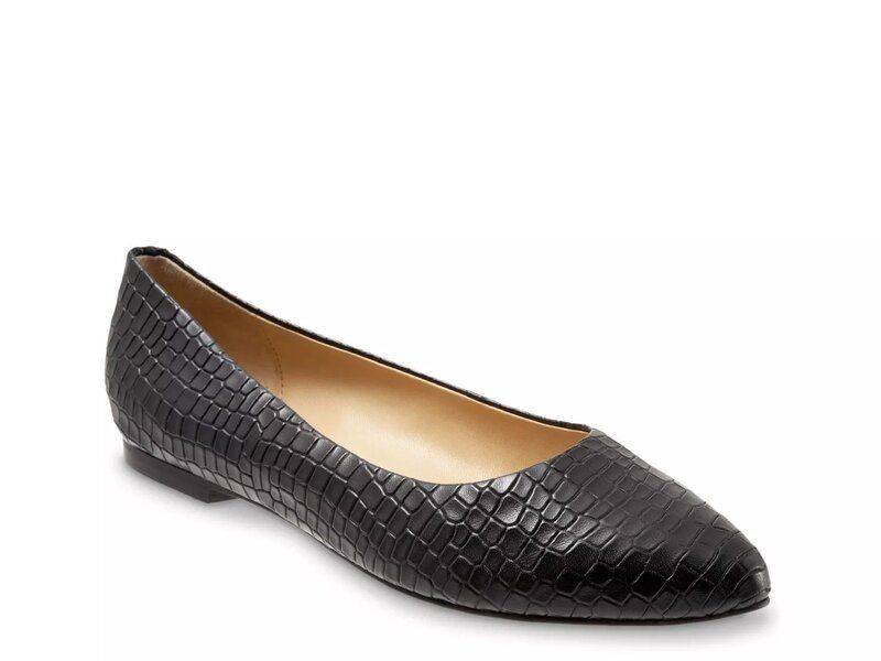 トロッターズ レディース シューズ パンプス Tシャツ Trotters Estee Flat Black Croc Print ブラック