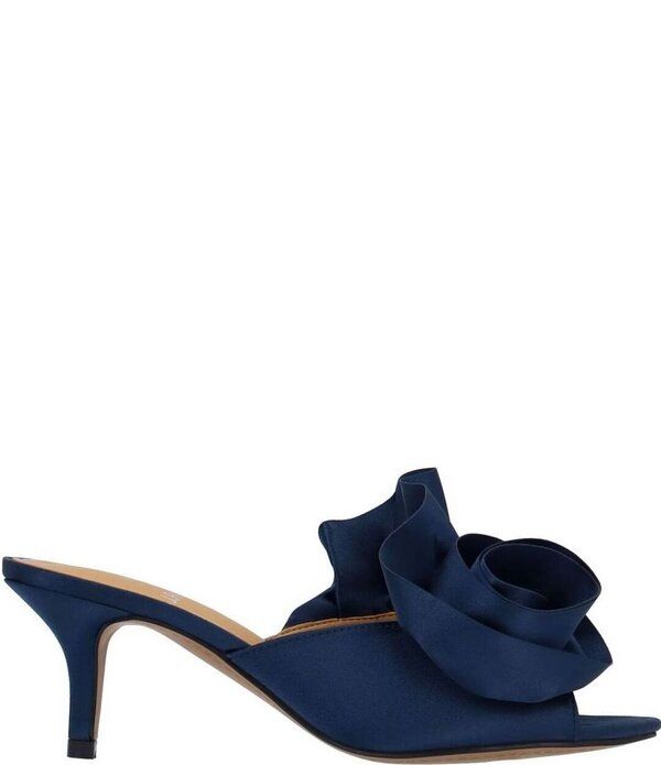 ジェイレニー レディース シューズ サンダル フリル サテン J Renee Briston Satin Ruffle Flower Ornamentedresslide Sandals Navy ネ