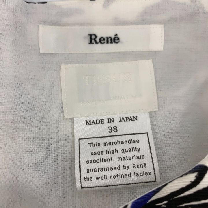 Rene ルネ ノースリーブ ワンピース 花柄 38 M相当 ブルー系 汚れあり