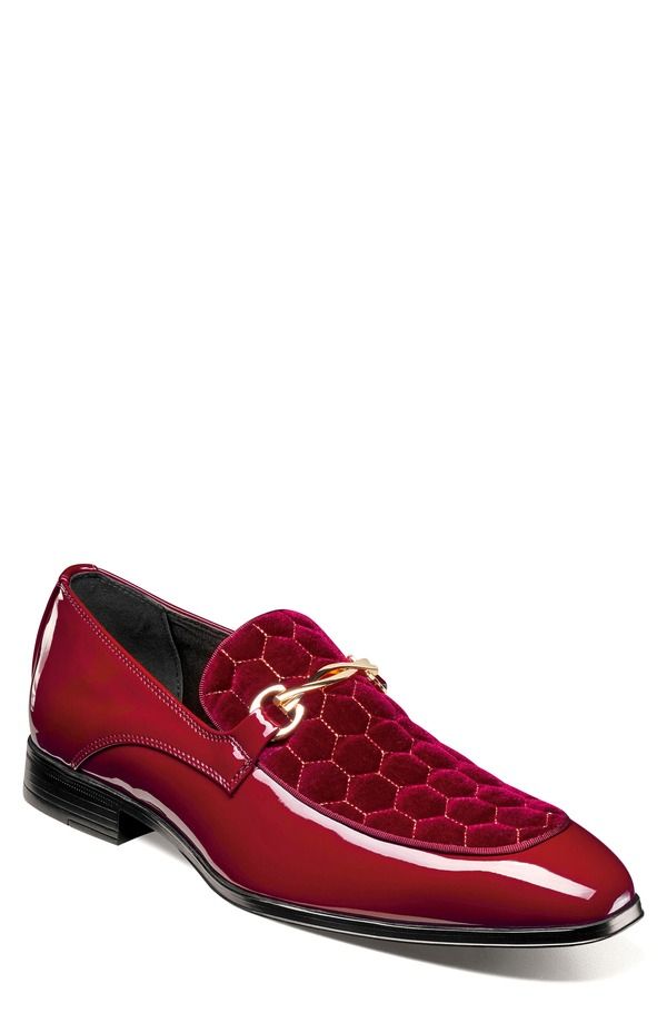 ステイシーアダムス メンズ シューズ キルティング ローファー Stacy Adamsprague Quilted Vamp Loafer Burgundy バーガンディ