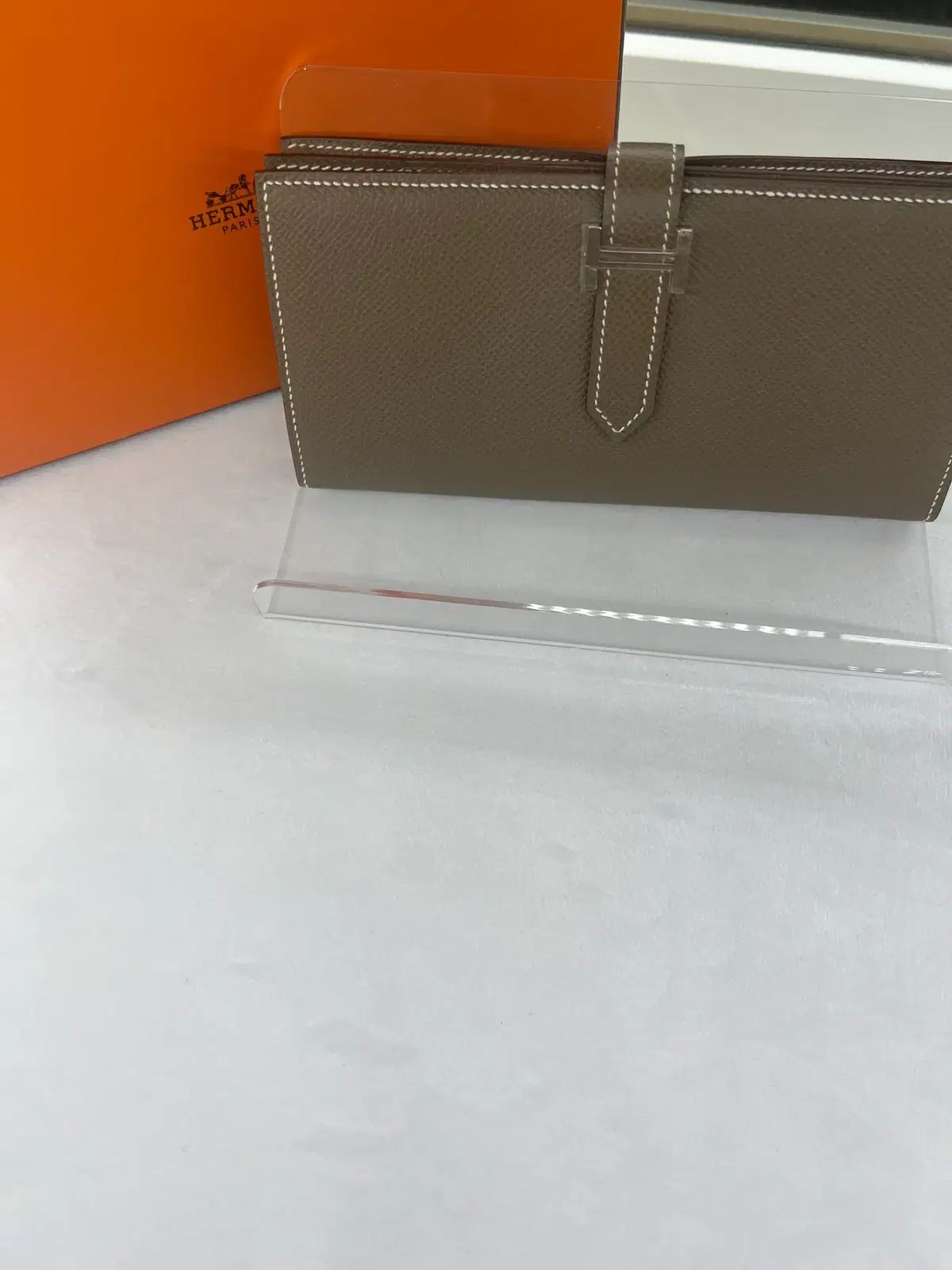 正規品 エルメス ベアン 長財布 エトープ シルバー金具 新品
