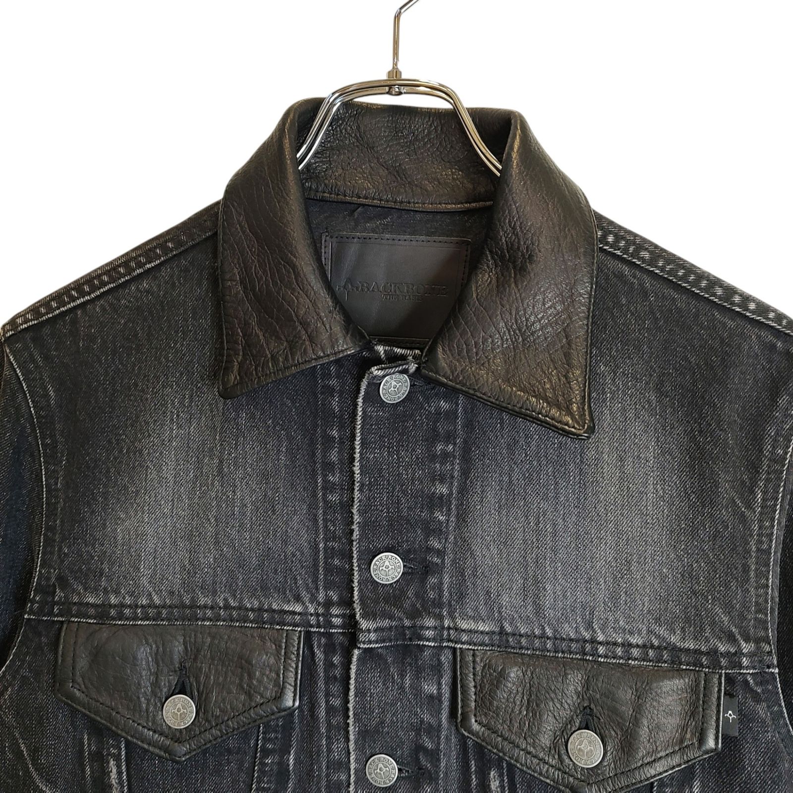 定価５万円 BACKBONE 17SS ハンドペイントデニムジャケット　ブラック メンズ 定価5万円 BACKBONE 17SS ハンドペイントデニムジャケット