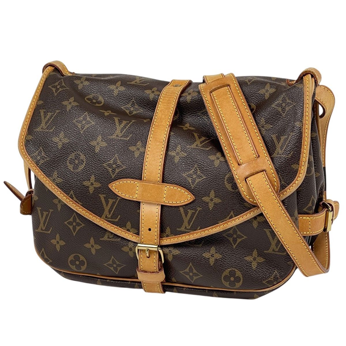 ルイ・ヴィトン Louis Vuitton ソミュール30 斜め掛け ショルダーバッグ モノグラム ブラウン M42256 レディース 【中古】