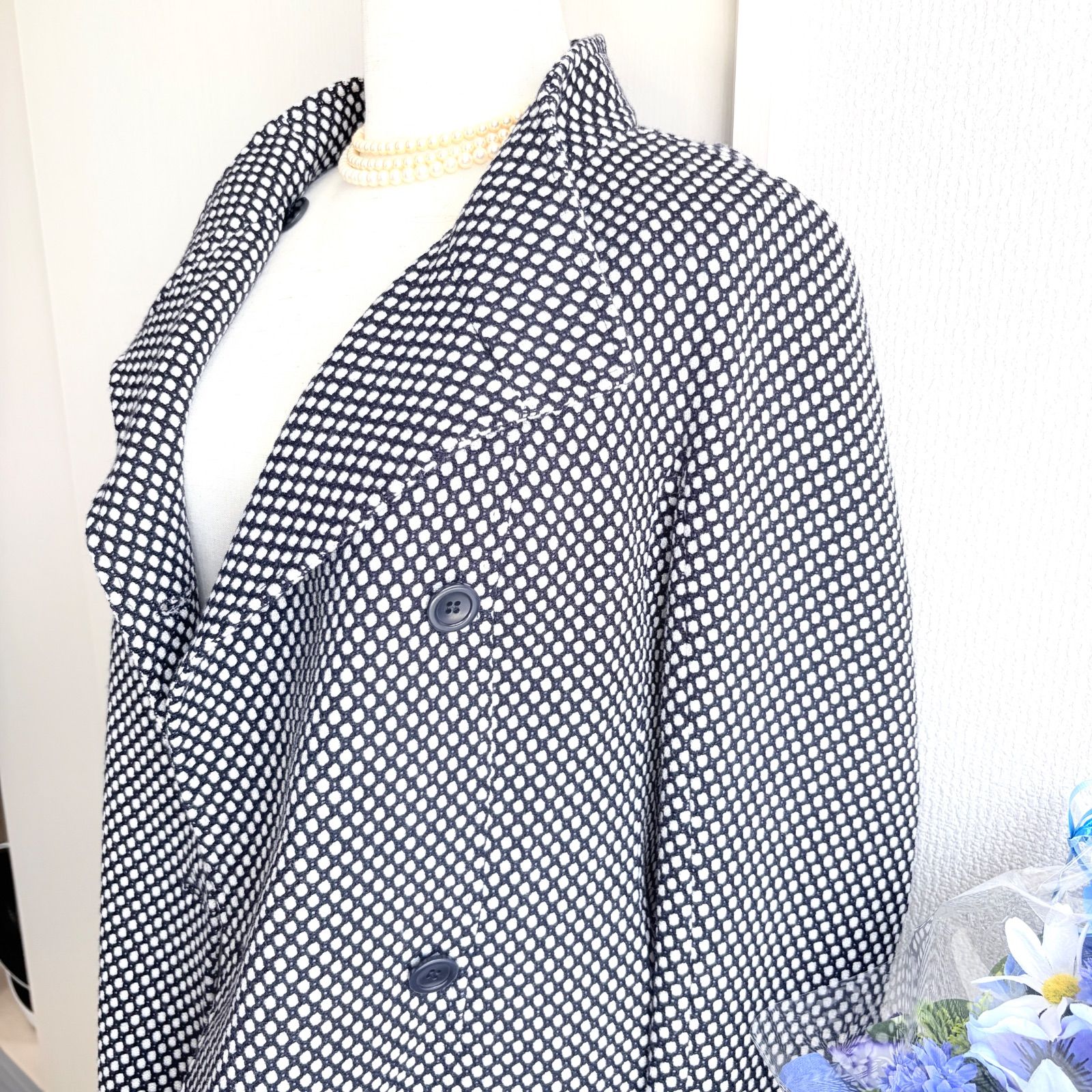 最高級 白タグ Max Mara 95%virgin wool・5%cashmere コート J42(M〜L