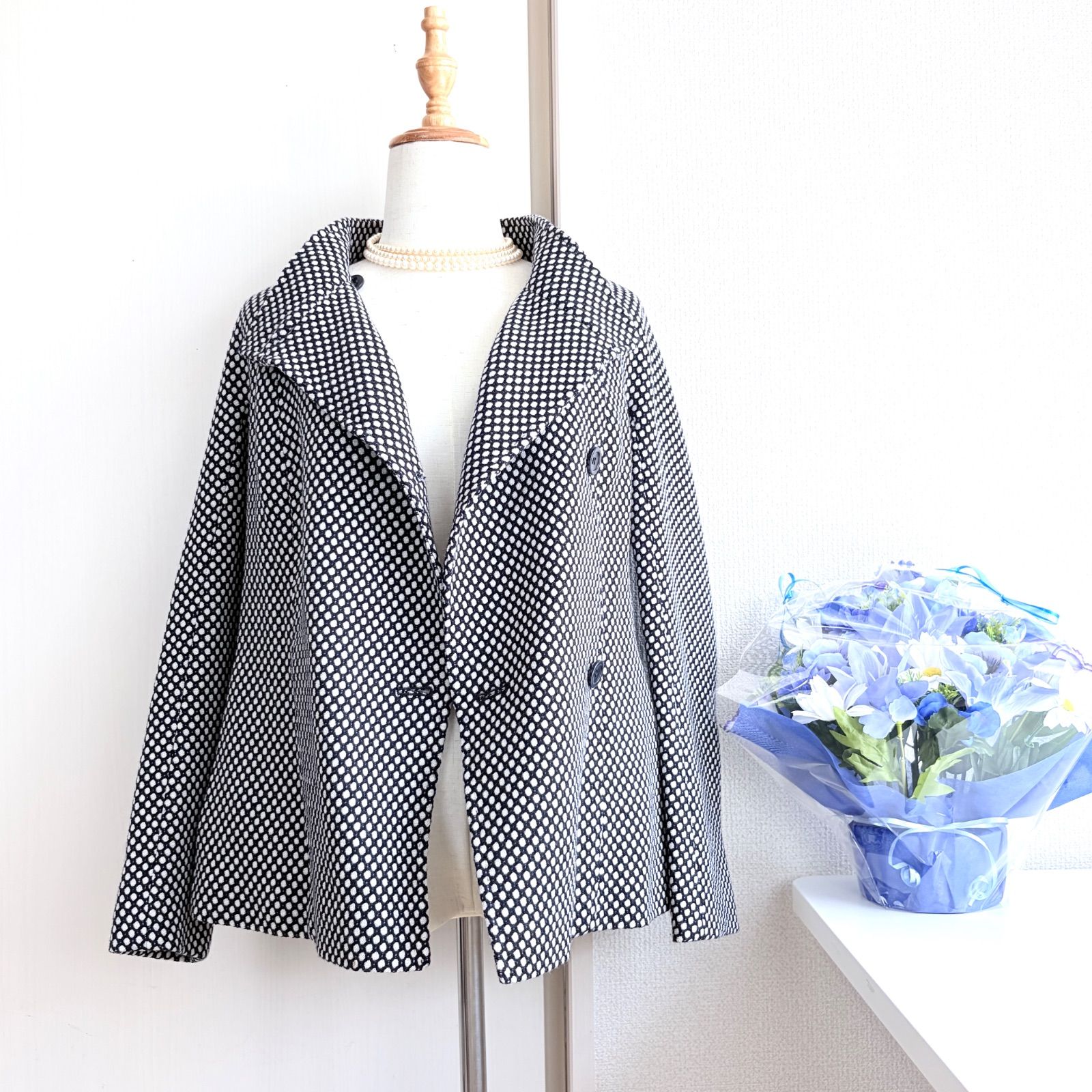 最高級 白タグ Max Mara 95%virgin wool・5%cashmere コート J42(M〜L