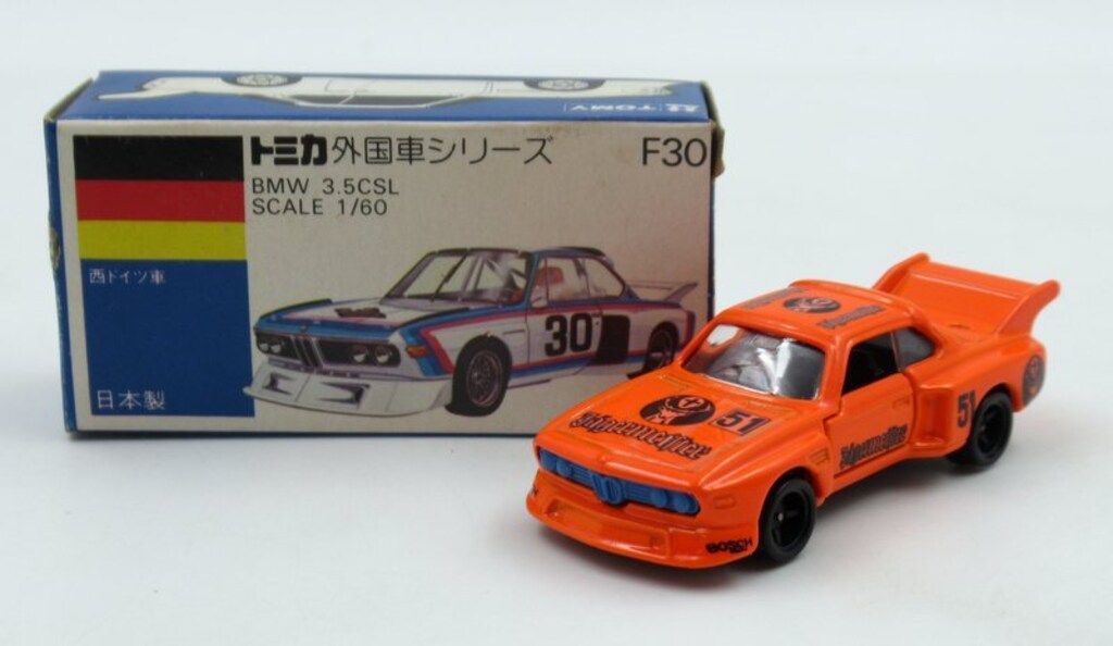 Tomy Tomica / Blue Box Made in Japan BMW 3.5CSL Fluorescent Orange F30-1-4