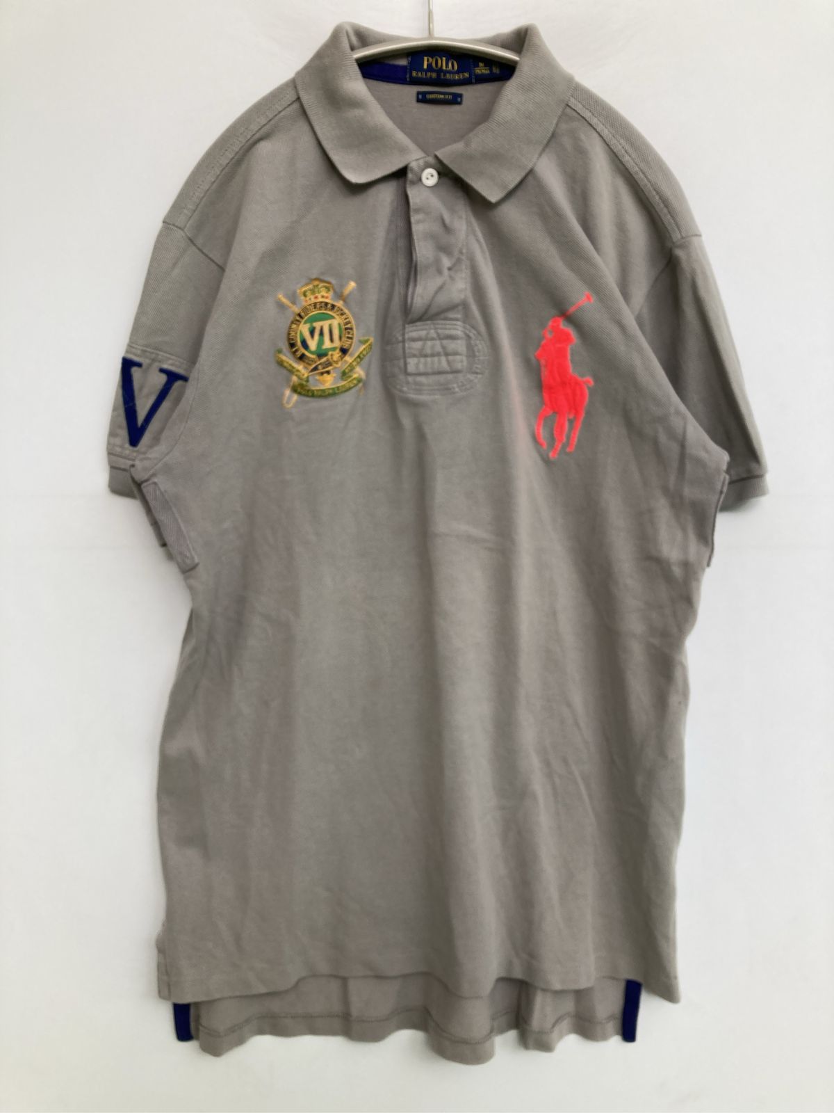 Polo Ralph Lauren ポロラルフローレン ポロシャツ M グレー ワンポイント ブランドロゴ 刺繍 半袖 メンズ
