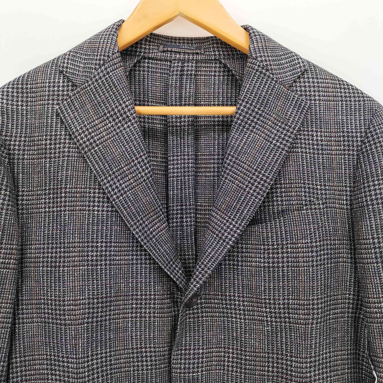 ラルディー二 LARDINI 段返り3B グレンチェックシルクテーラートド