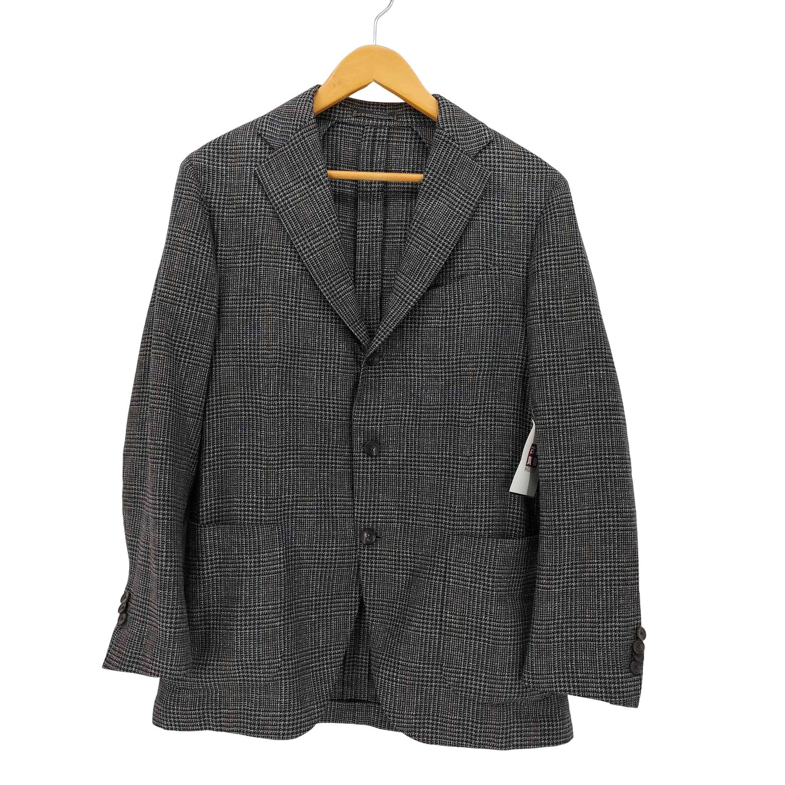 LARDINI 3B段返 テーラードジャケット 50 ラルディー二 LARDINI 段返り3B グレンチェックシルクテーラートド