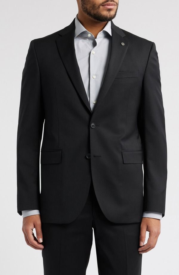 オールセインツ メンズ アウター ジャケット・ブルゾン スリムフィット ウール AllSaints Rosslim Fit Stretch Wool Suit Jacket Black ブラック