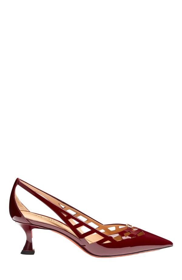 サントーニ レディース シューズ パンプス レザー ヒール Santoni Womens patent leather midheel pump Red レッド