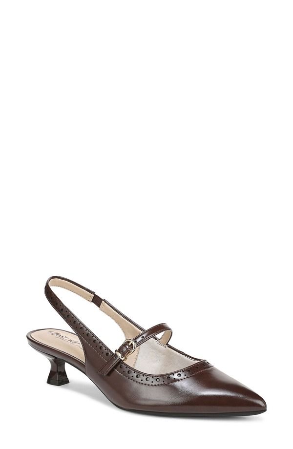 ライフストライド レディース シューズ ヒール LifeStride Marilyn Slingback Pointed Toe Kitten Heel Pump Cognac Brown ブラウン