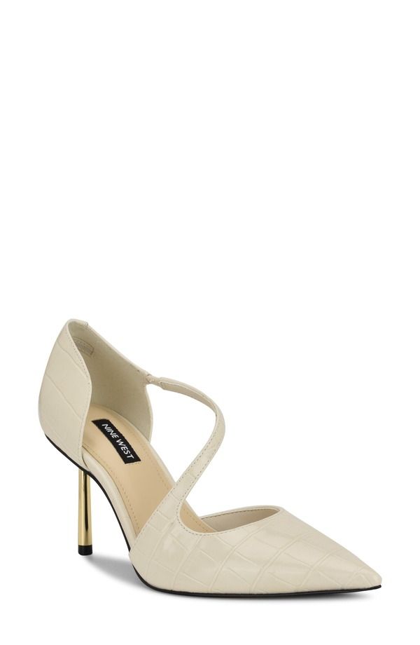 ナインウェスト レディース シューズ ヒール Nine West Dolen Pointed Toe Pump Ivory Croc Embossed アイボリー