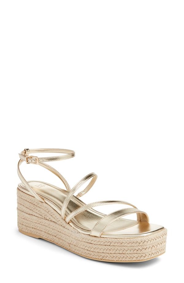 ビーピー レディース シューズ サンダル プラットフォーム アンクル BP Coco Espadrille Ankle Straplatform Wedge Sandal Gold Light Met