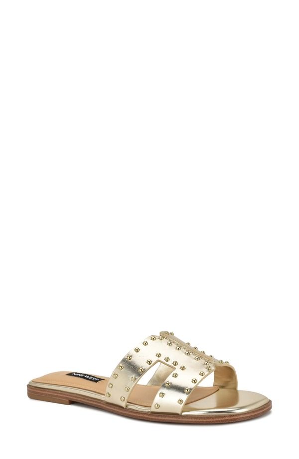 ナインウェスト レディース シューズ サンダル Nine West Giny Slide Sandal Gold ゴールド