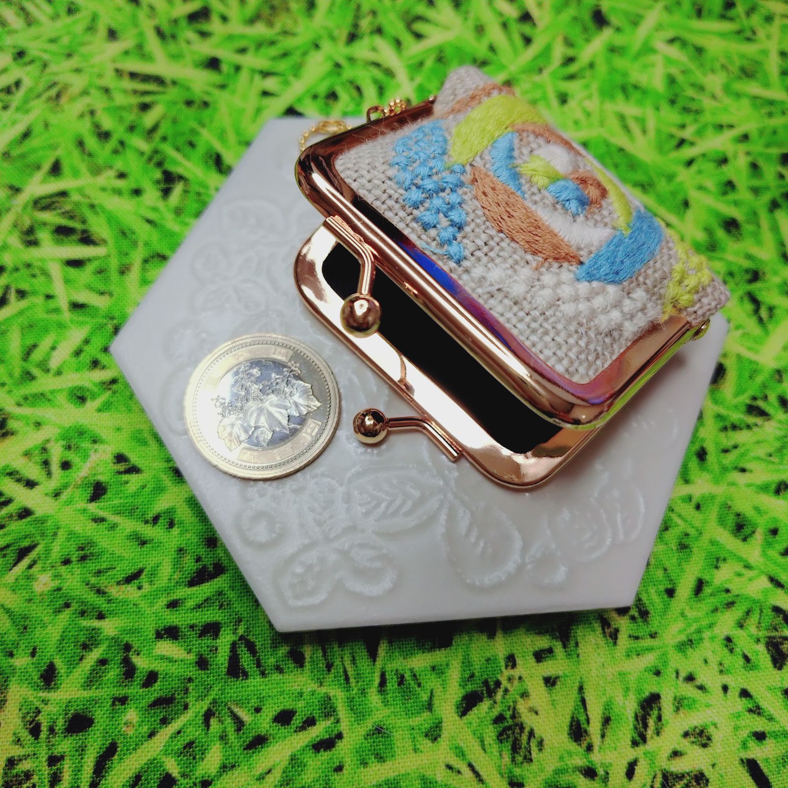 ミナペルホネン✨sand rose サンドローズ ベージュ がま口 コイン