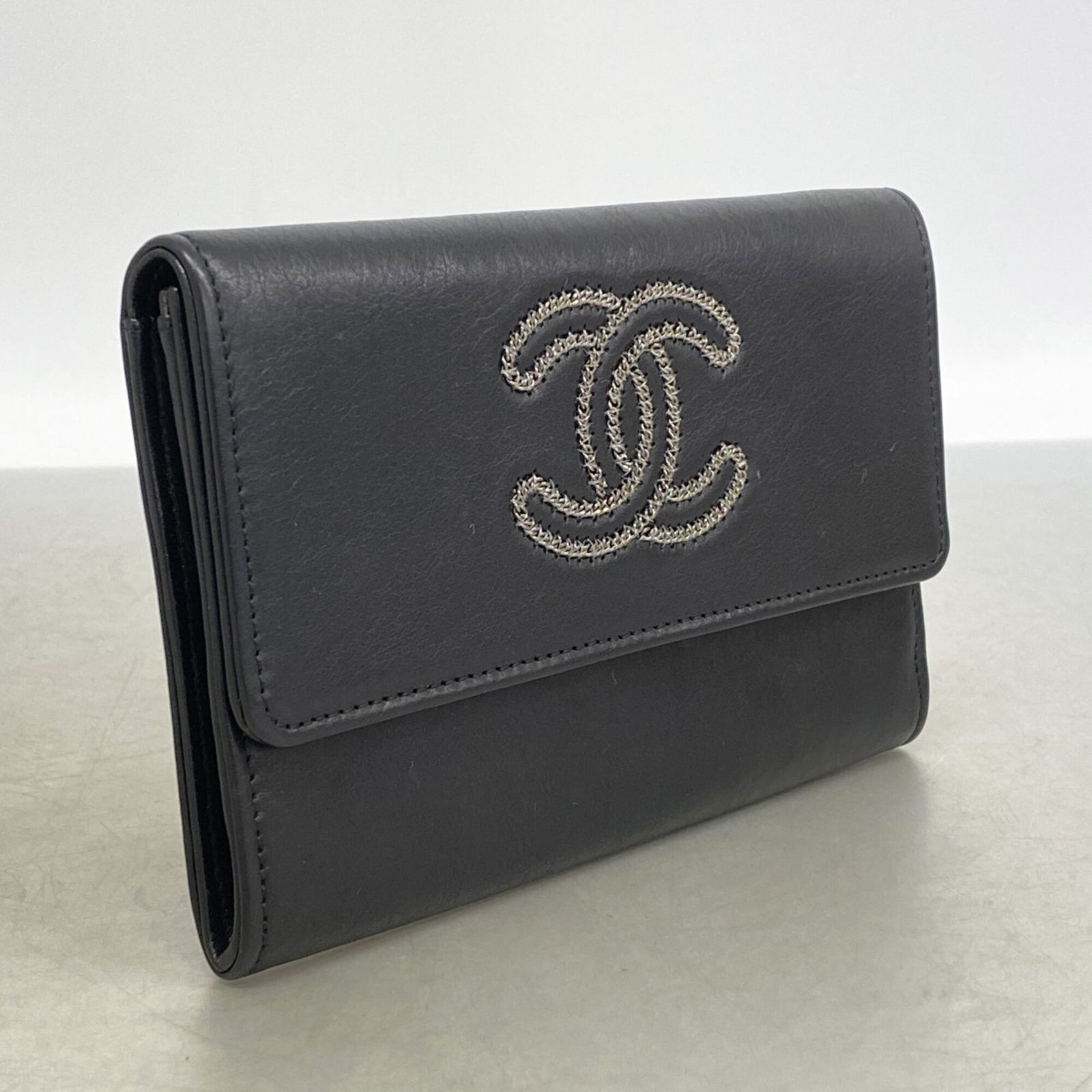 シャネル(Chanel) シャネル 財布 ラムスキン ブラック レディース