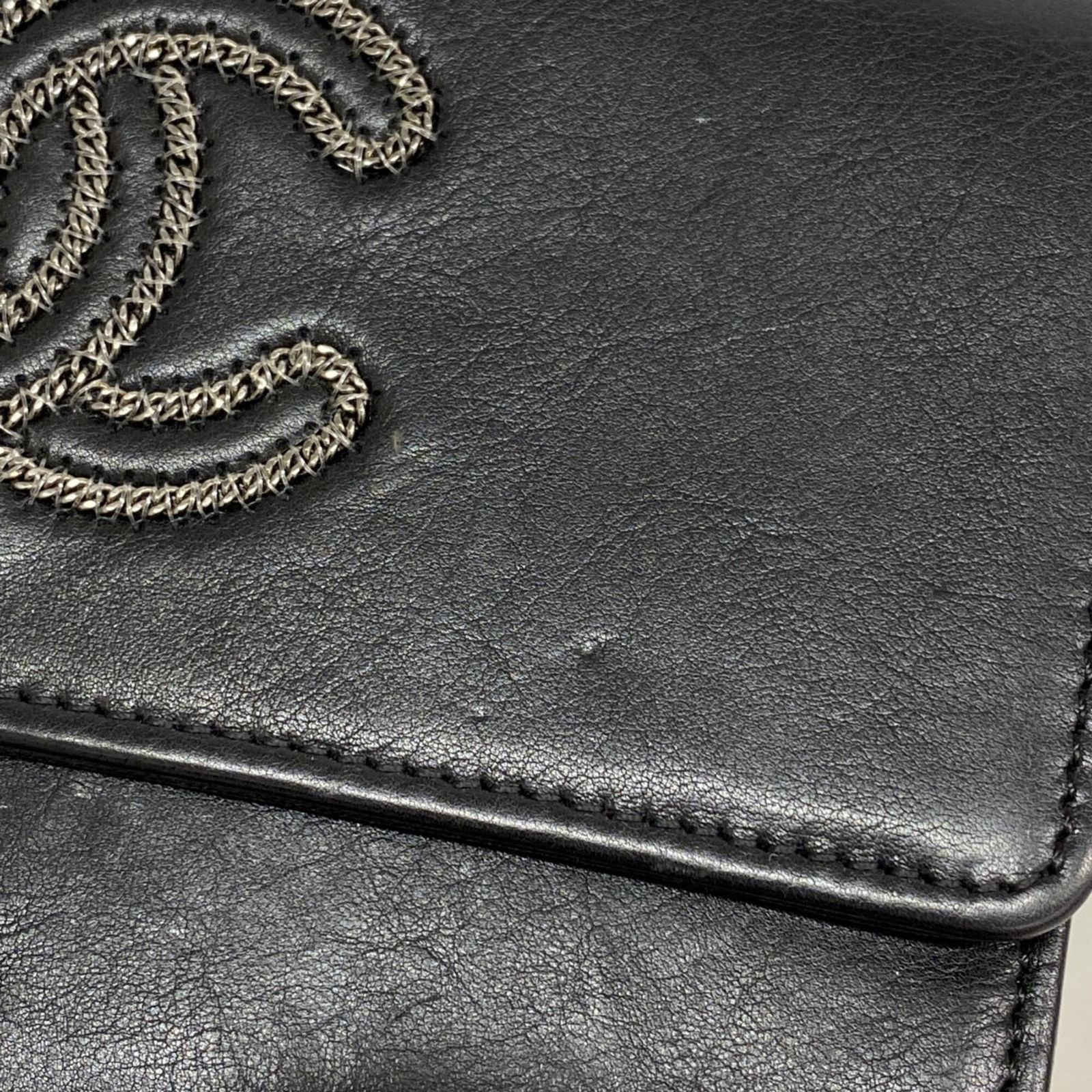 シャネル(Chanel) シャネル 財布 ラムスキン ブラック レディース