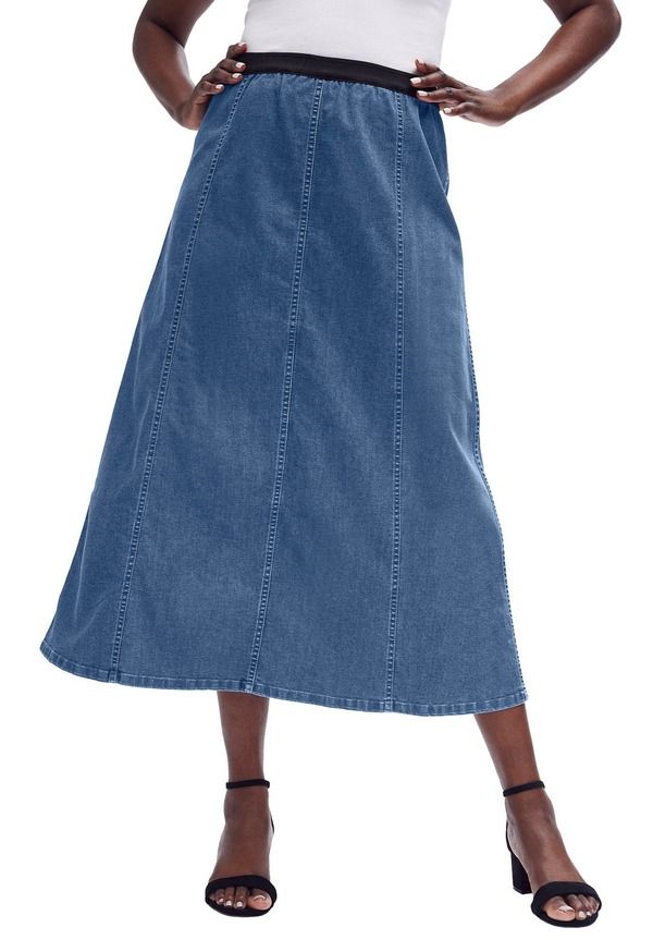 ジェシカロンドン レディース ボトムス デニムパンツ スカート Jessica London Stretch Denim Jegging Skirt Medium Stonewash デニム