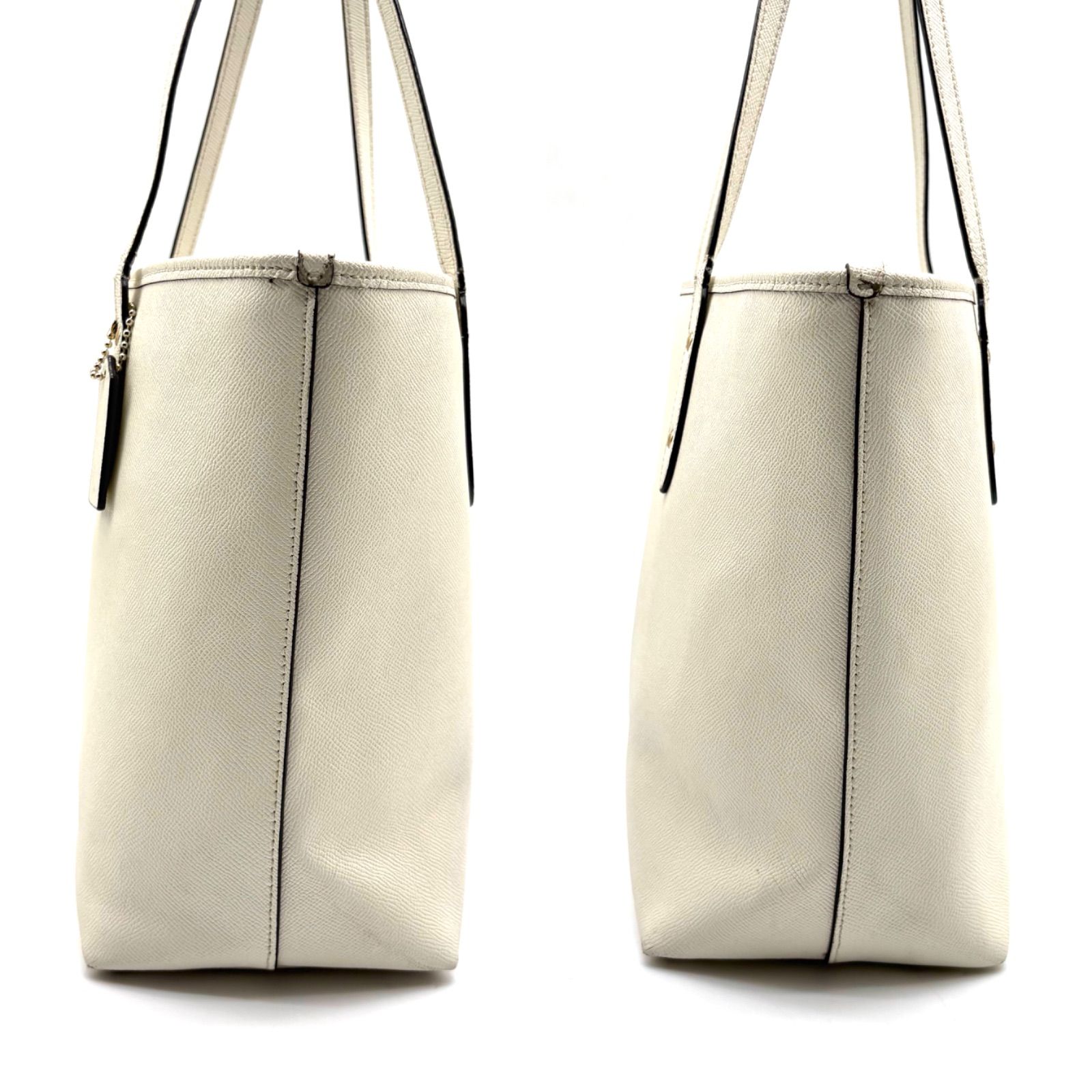 COACH Y2K City Tote Bag Crossgrain Leather Chalk White F58846