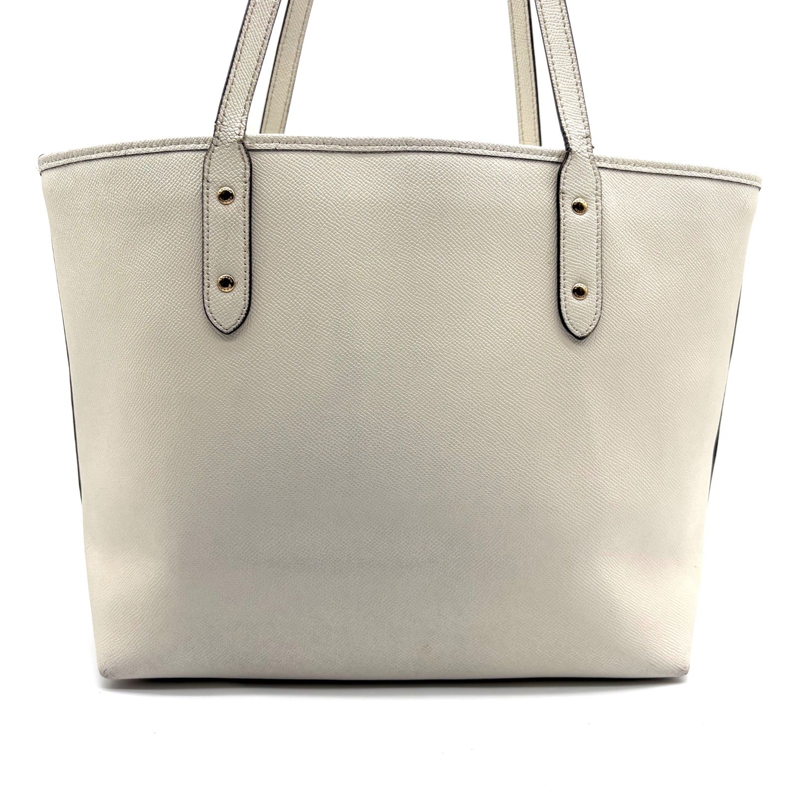 COACH Y2K City Tote Bag Crossgrain Leather Chalk White F58846