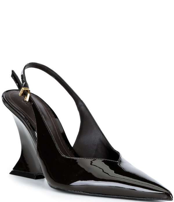 シュッツ レディース シューズ パンプス レザー Schutz Siena Patent Leather Wedge Slingback Pumps Dark Brown ブラウン