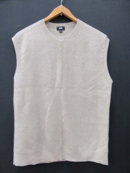 UNIQLO UNIQLO knit vest 425393 size M beige men's clothing aged storage used ■ N204