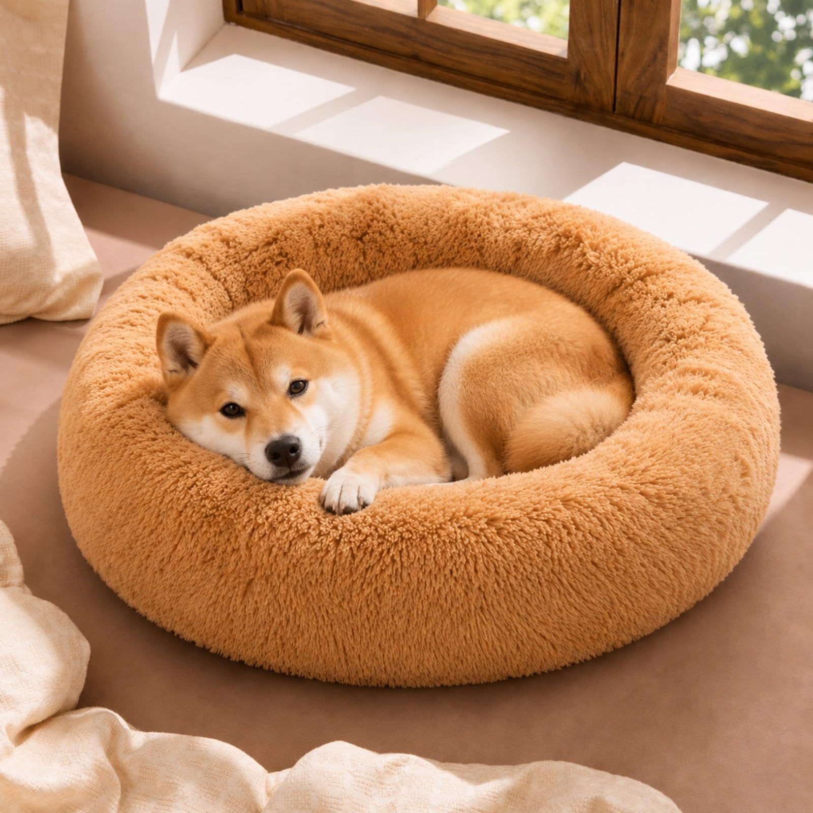 JEMAジェマ 犬ベッド猫ベッド ペットベッド 秋冬用 ふわふわ 丸型 